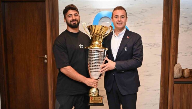 Şampiyondan Başkan Akın’a ziyaret